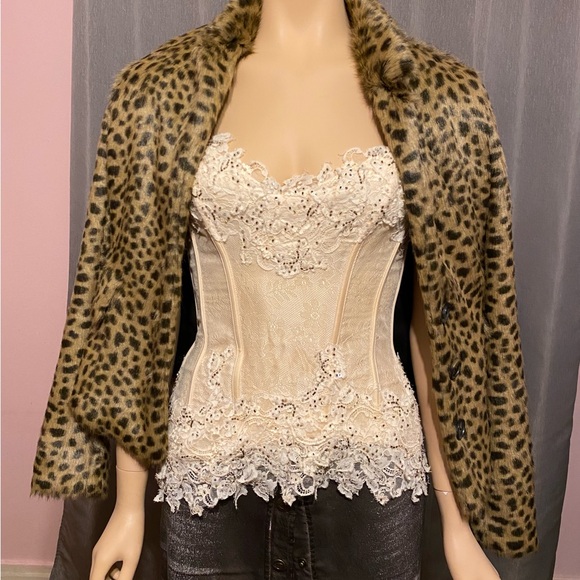 Fine Silk& Lace Bustier Gorgeous! champagne color - Picture 5 of 11